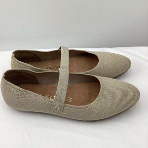 AEROSOLES Gold Metallic Knit Fabric Women's Flats
